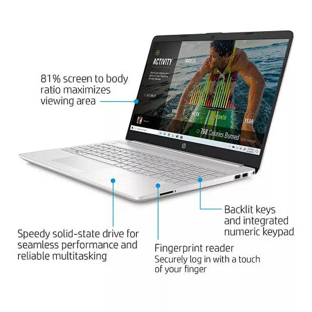 HP 2022 15.6" HD Touchscreen Laptop PC Intel 4-Core i5-1135G7 16GB DDR4 256GB NVMe SSD Iris Xe Graphics Webcam HDMI WiFi AC RJ45 BT USB-C Backlit Keyboard Silver Windows 10 w/RE Accessories