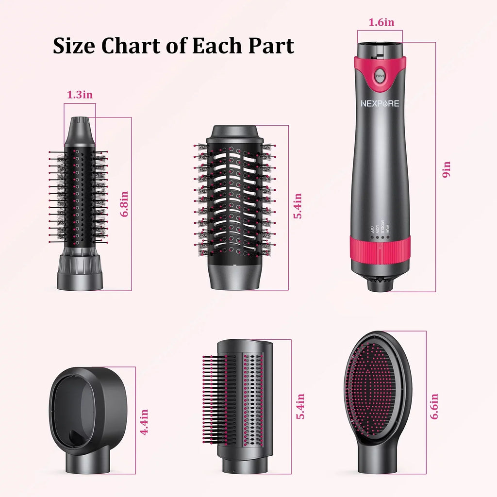 NEXPURE 5 in 1 Multifunctional Hair Dryer Styling Tool, Detachable Salon 5-in-1 Multi-Head Hot Air Comb,Negative Ion Automatic Suction Hair Curler for Women