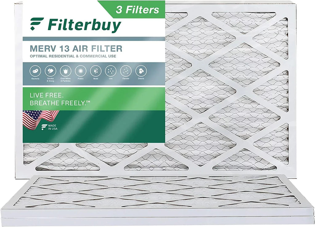 Filterbuy 14x24x1 MERV 13 Pleated HVAC AC Furnace Air Filters (3-Pack)