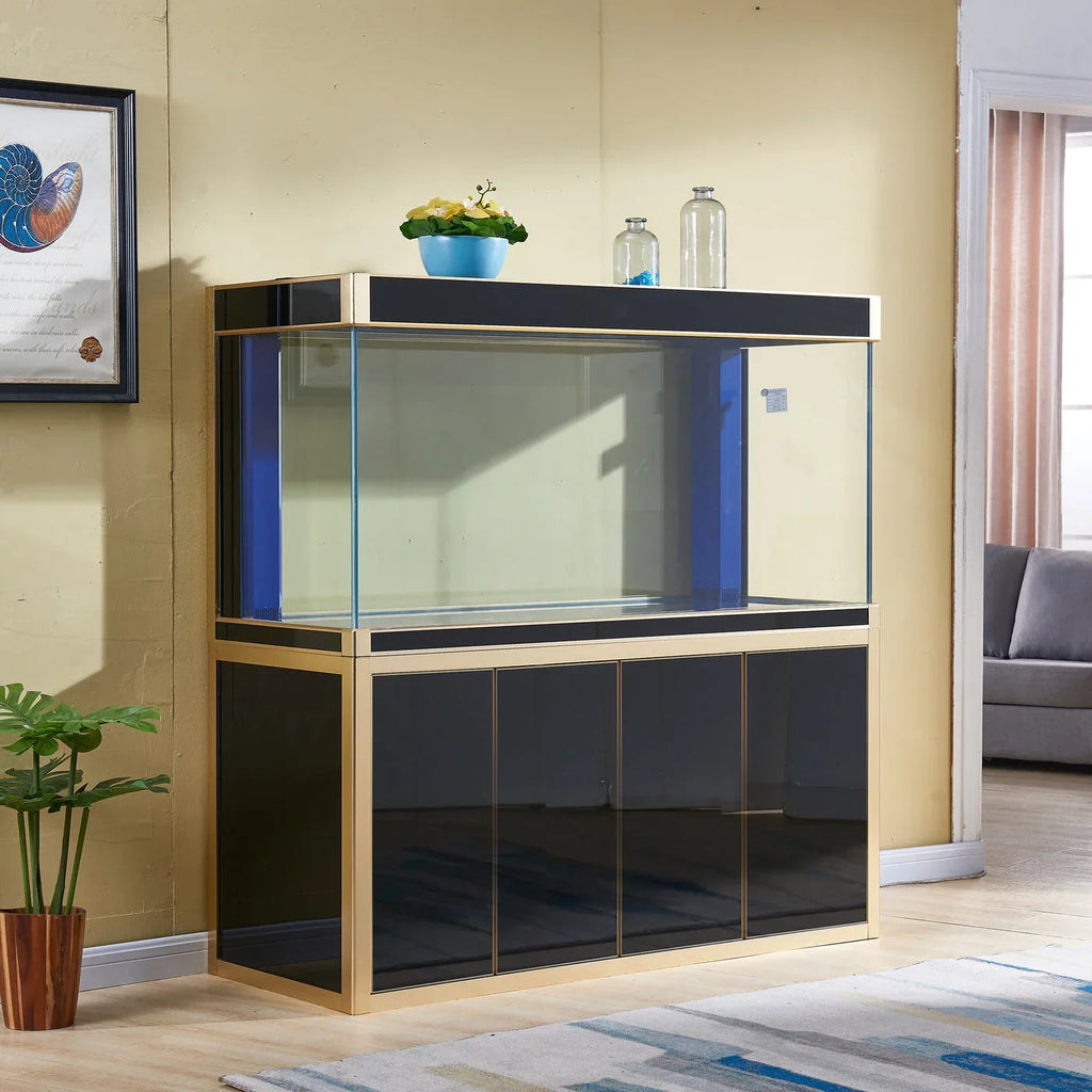 Aqua Dream 250 Gallon Tempered Glass All-in-one Aquarium Black and Gold