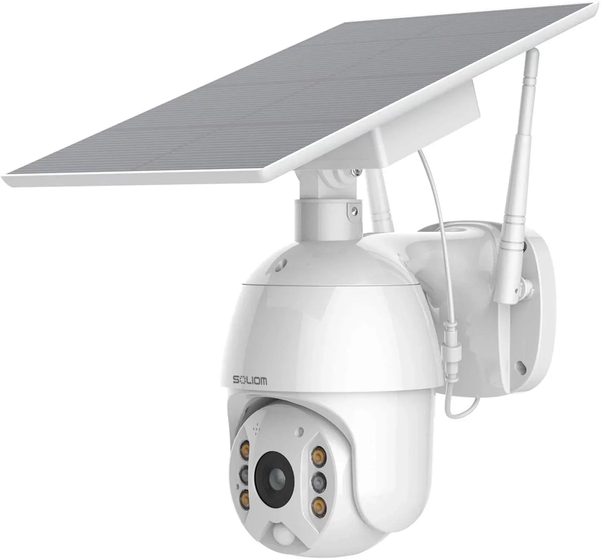Security Camera Outdoor,Wireless WiFi Pan Tilt Spotlight Solar Battery Powered Motion Detection Home Camera with Color Night Vision,2.4G WiFi ,Secure Cloud/Sd Slot Storage -SOLIOM S600