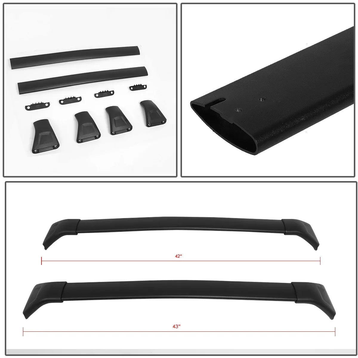 DNA Motoring PT-ZTL-8070 For 2017 to 2018 Mazda CX -5 CX5 Compass Pair Factory Style Aluminum Roof Rack Rail Cross Bar Cargo / Luggage Carrier