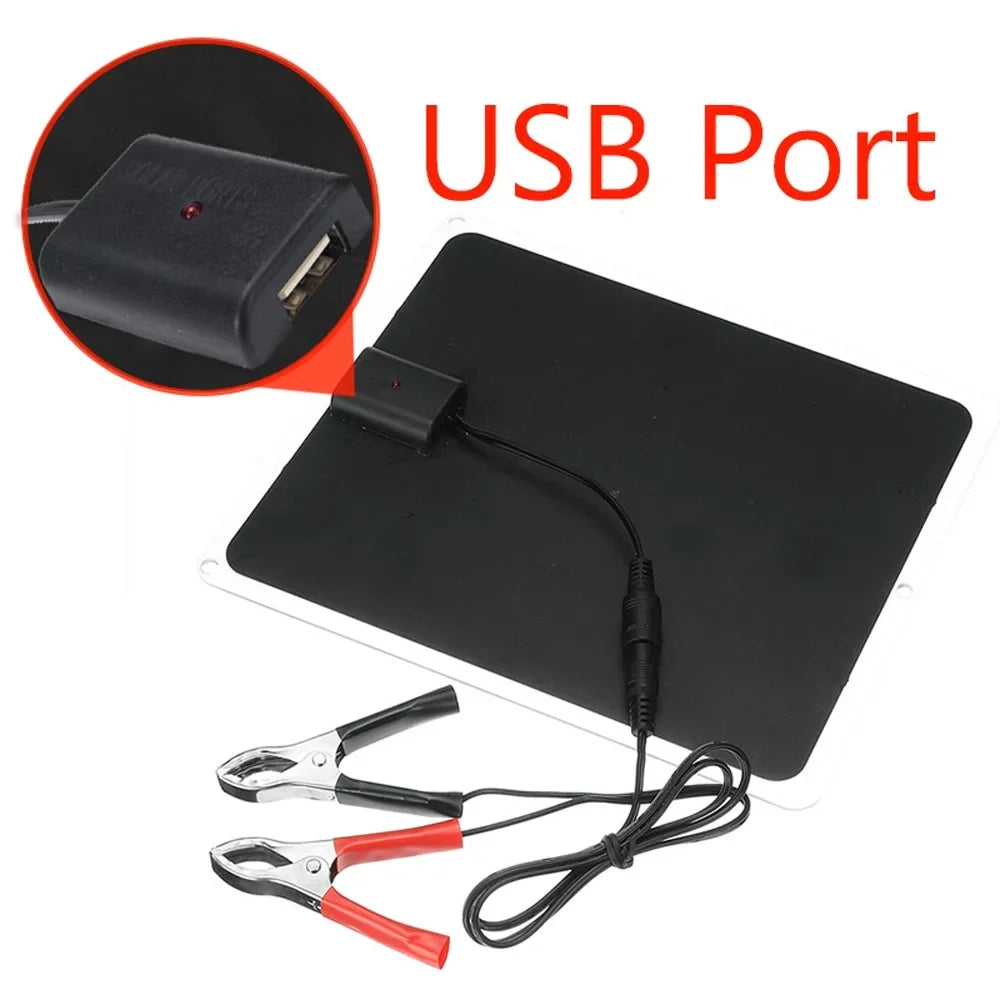 20W Portable Monocrystalline Silicon Solar Panel - USB, Outdoor Camping/Hiking, Car Light/Fan Recharging Tool, Removable Panels