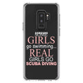 DistinctInk Clear Shockproof Hybrid Case for Samsung Galaxy S9+ PLUS (6.2" Screen) - TPU Bumper Acrylic Back Tempered Glass Screen Protector - Real Girls Go Scuba Diving