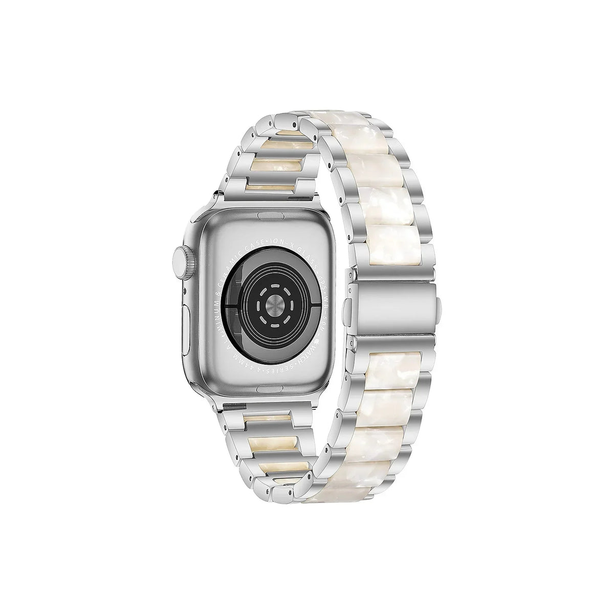 Worryfree Gadgets Metal & Resin Wristband for Apple Watch Silver/White 42/44/45mm (WX149-SLWT45)