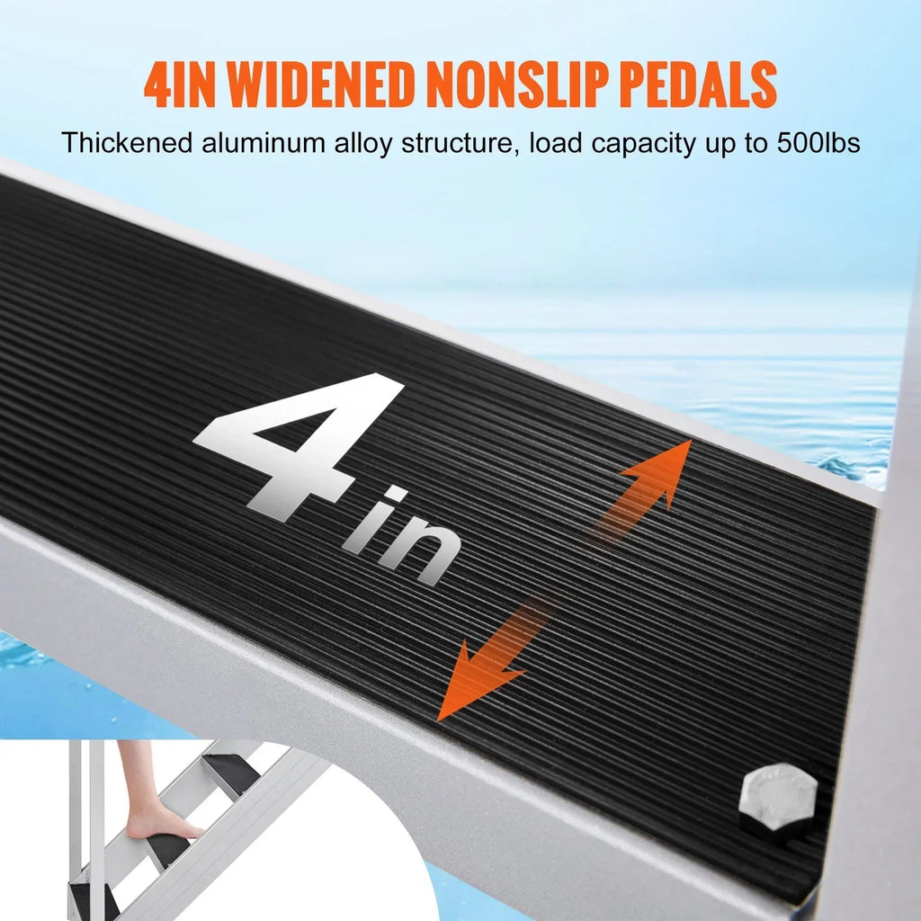 Vevor  500 lbs Load Aluminum Alloy 6-Steps Pontoon Boat Dock Ladder with 43 to 51 in. Adjustable Height