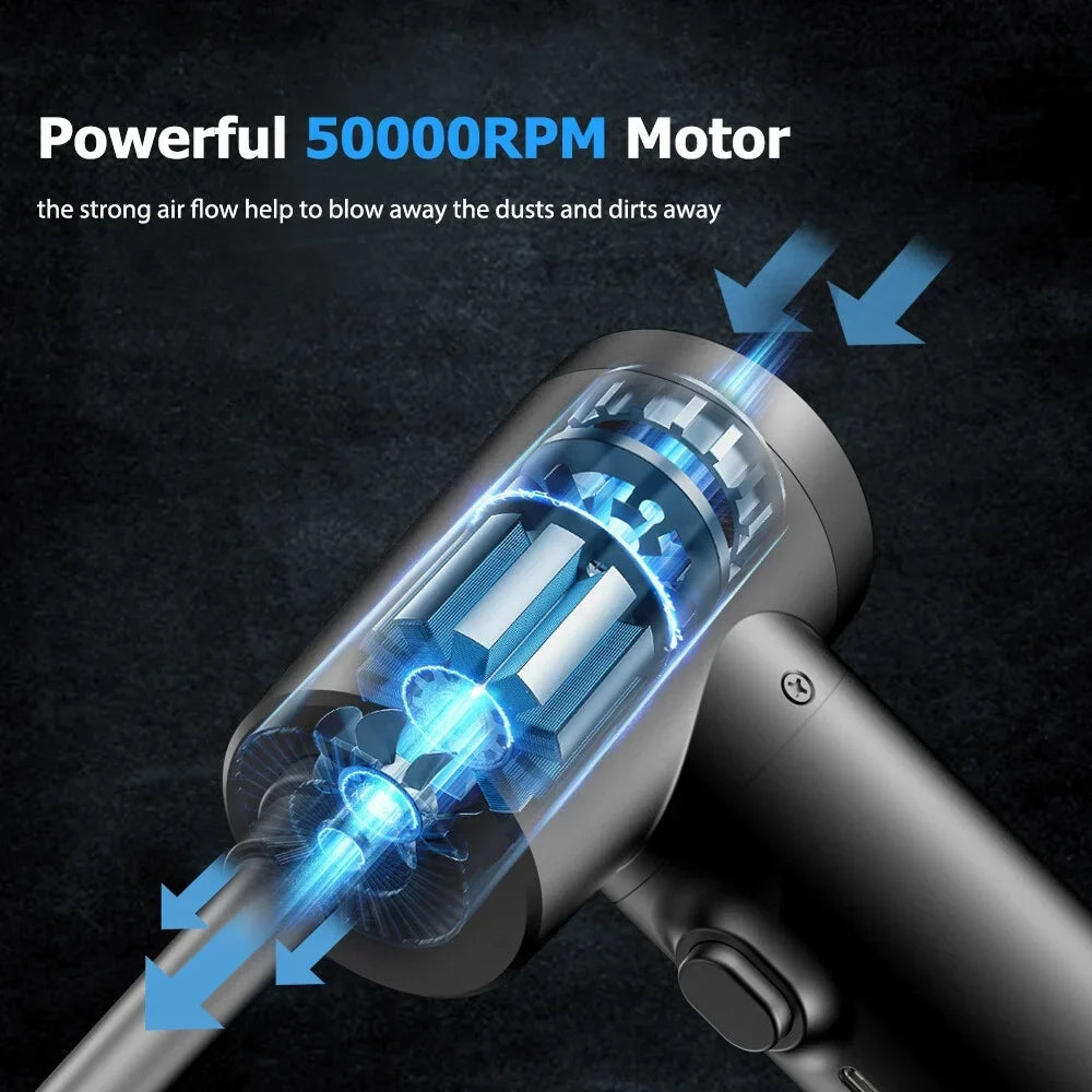 Multifunctional Cordless Electric Air Duster & Air Pump 2-in-1 Dust Blowing Device with LED Light Powerful 50000RPM 100W Rechargeable Dust Blower Air Pump for Inflatable Dust Remover Dust Cleaner