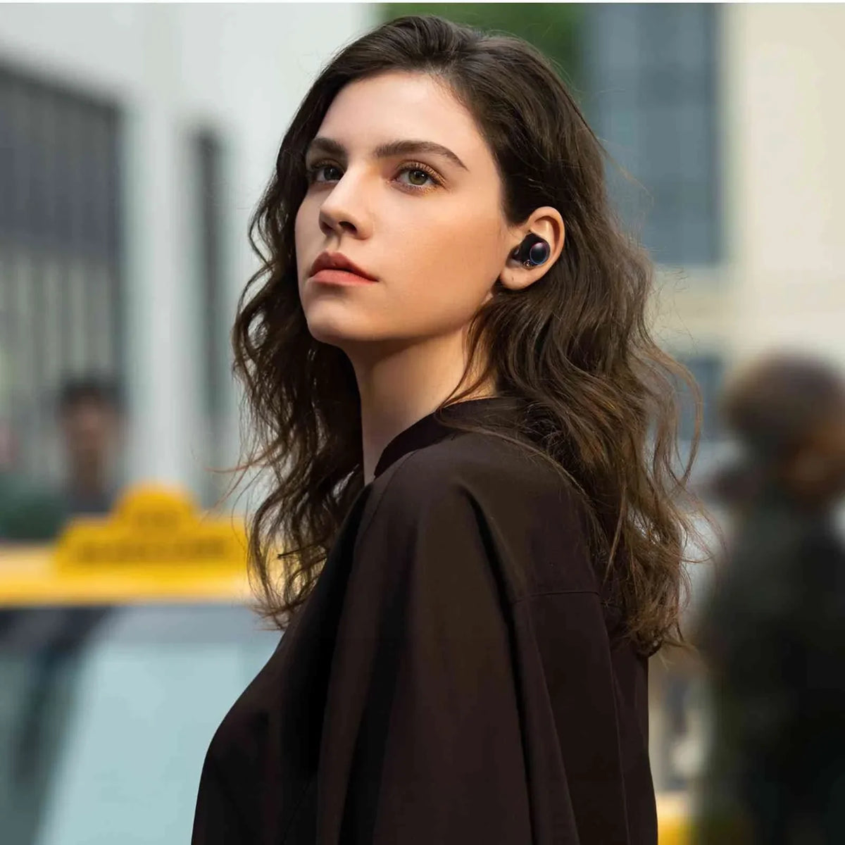 UrbanX True Wireless Bluetooth Earbuds + Charging Case, Black, Dual Connect, IPX5 Water Resistance, Bluetooth 5.2 Connection, Balanced, Bass Boost Compatible with Lenovo K14 Plus