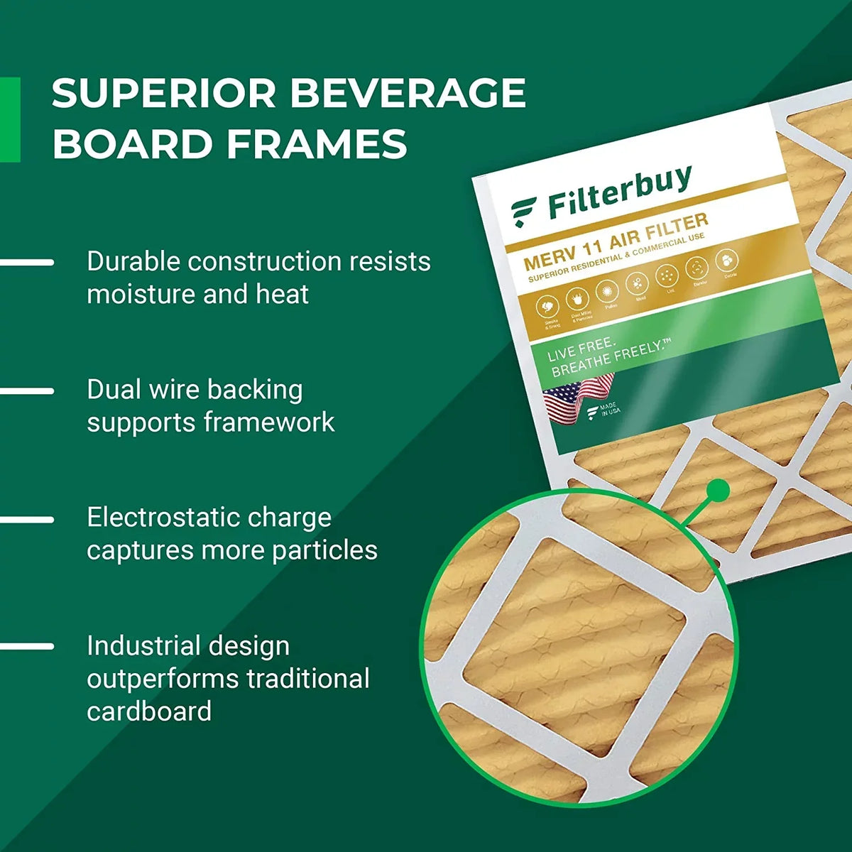 Filterbuy 15x30x1 MERV 11 Pleated HVAC AC Furnace Air Filters (4-Pack)