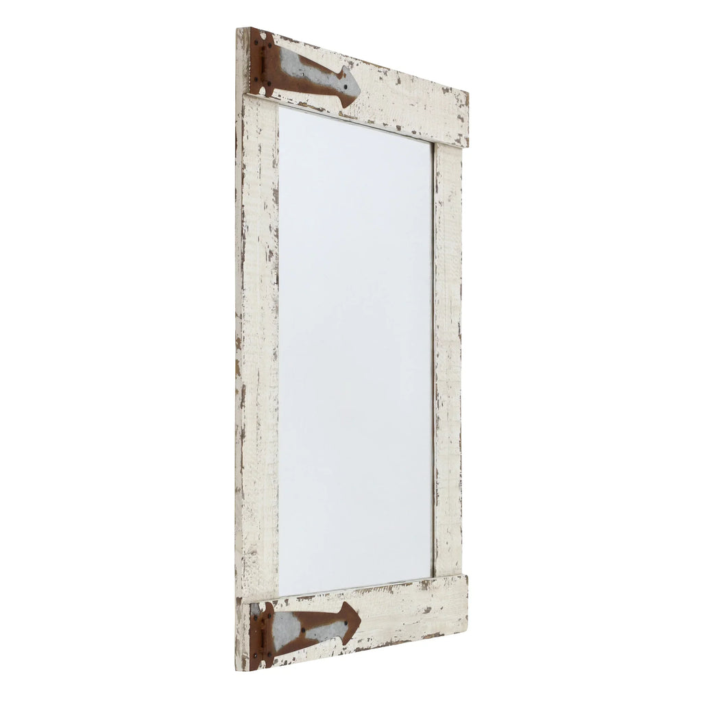Serenad Farmhouse Wall Mirror White 30" x 22" by Aspire