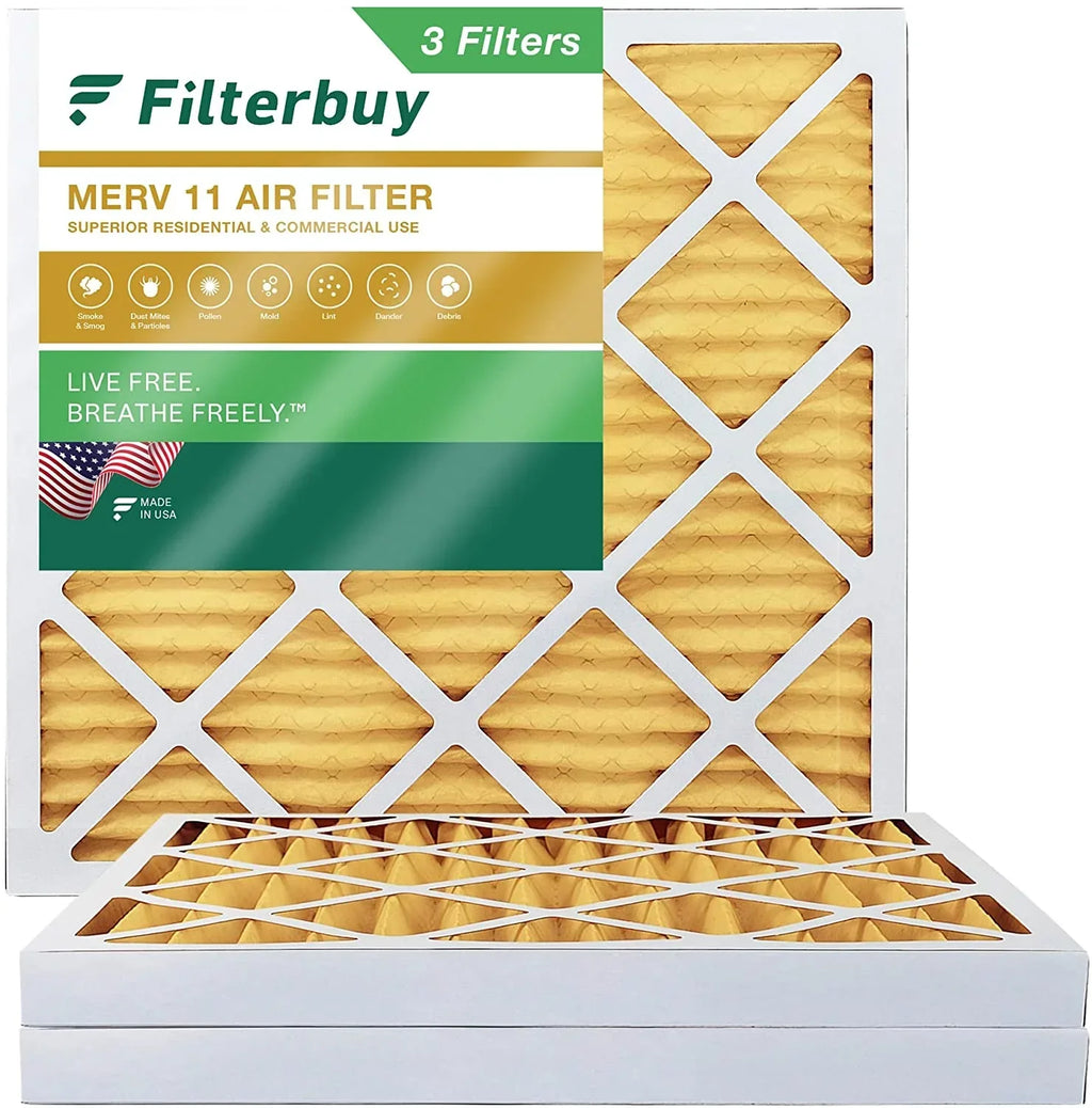 Filterbuy 17x17x2 MERV 11 Pleated HVAC AC Furnace Air Filters (3-Pack)