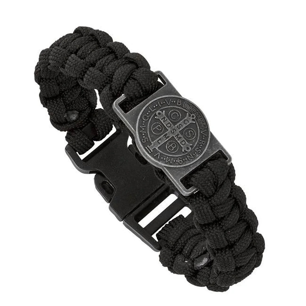 Mcvan B1128C Men Paracord Saint Benedict Black Carded Bracelet