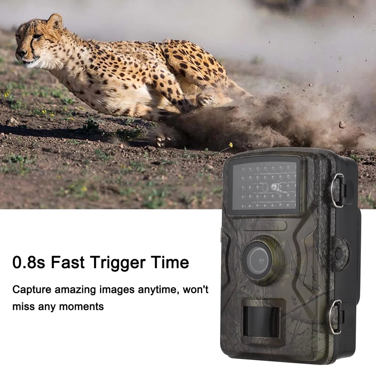 Meterk 1080P Trail Camera 16MP Wildlife Camera Tracking Camera with 2.0 Inch TFT Color Screen 0.8s Trigger Time Supports Infrared Night Vision Motion Activated IP66 Waterproof