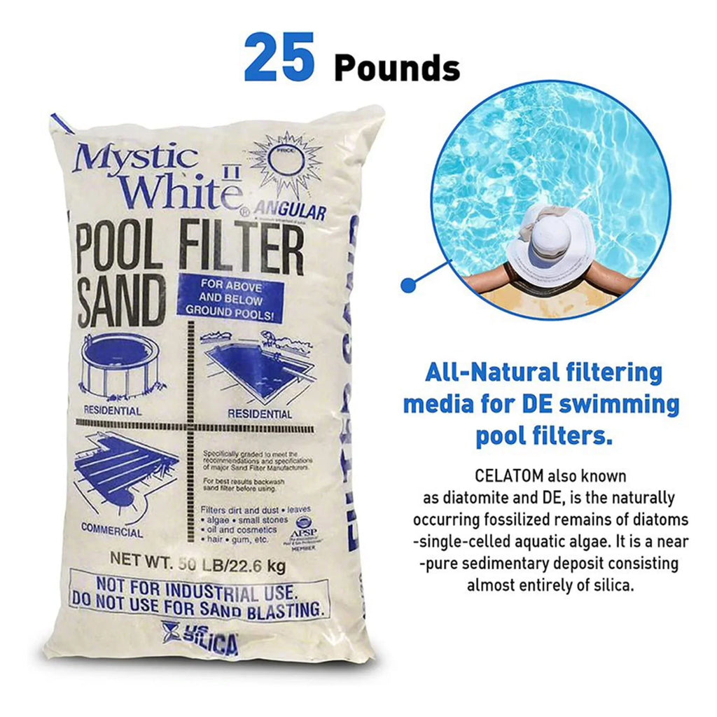 U.S. Silica 50lbs Mystic White II Swimming Pool Filter Sand, White (3 Pack)