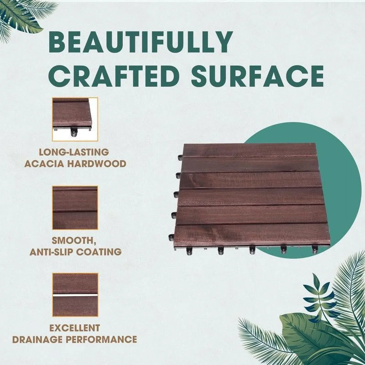 Idzo Decking Tiles - 6 Slats, Dark Brown