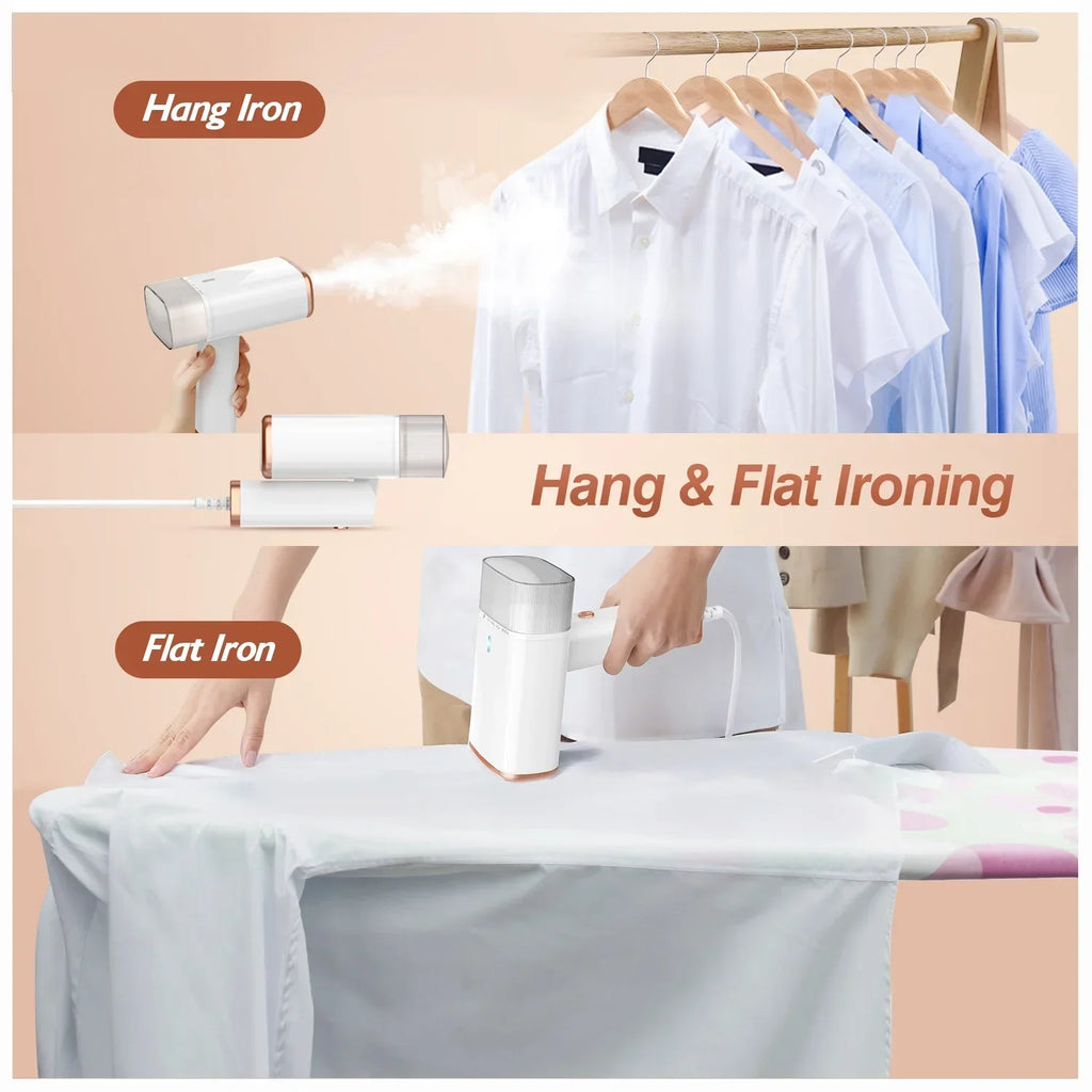 iMounTEK 1000W Portable Handheld Steamer with Brush Foldable Travel Electric Steamer for Garments Clothing Wrinkles Remover 30S Heat up 120ML Water Tank, White