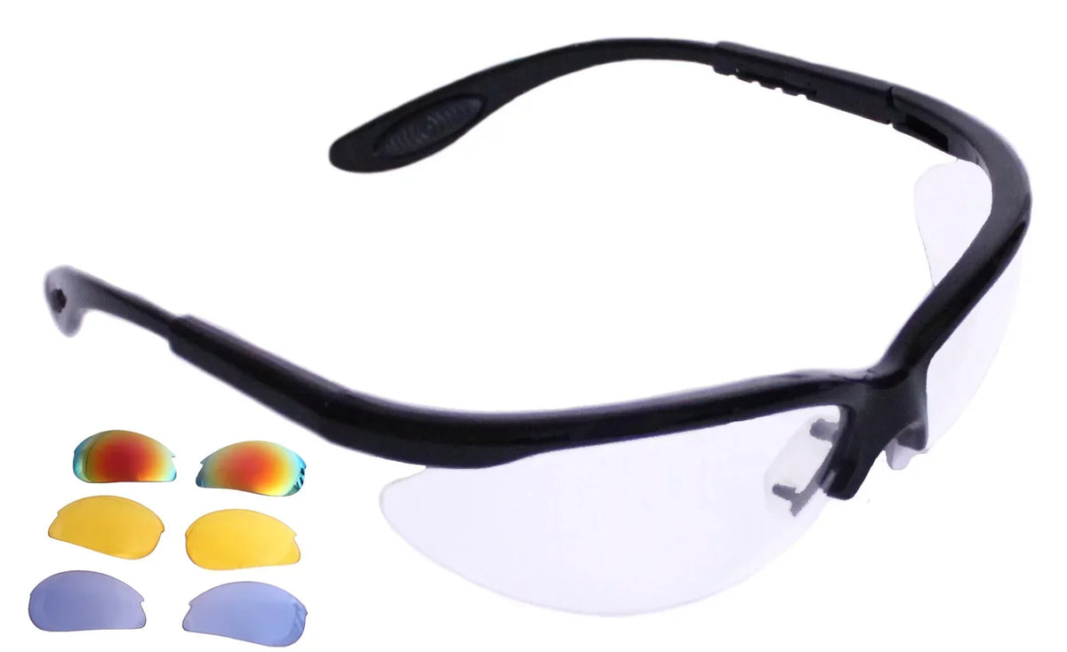 Python RG Multi Lense Racquetball/Squash/Pickleball Eye Protection w/free case (Eyewear, Goggle, Eyeguard) - BLACK