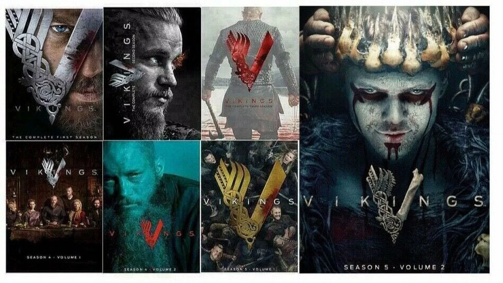 Vikings: Complete Series Seasons 1-5 (Vol. 1-2) DVD + Free Bonus included The Walking Dead 10 episodes DVD