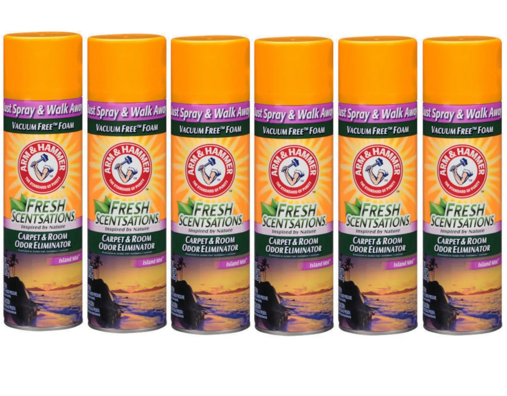 Arm & Hammer Fresh Scentsations Carpet & Room Odor Eliminator Vacuum Free Foam, Island Mist Scent, 15 Ounce - 6 Pack