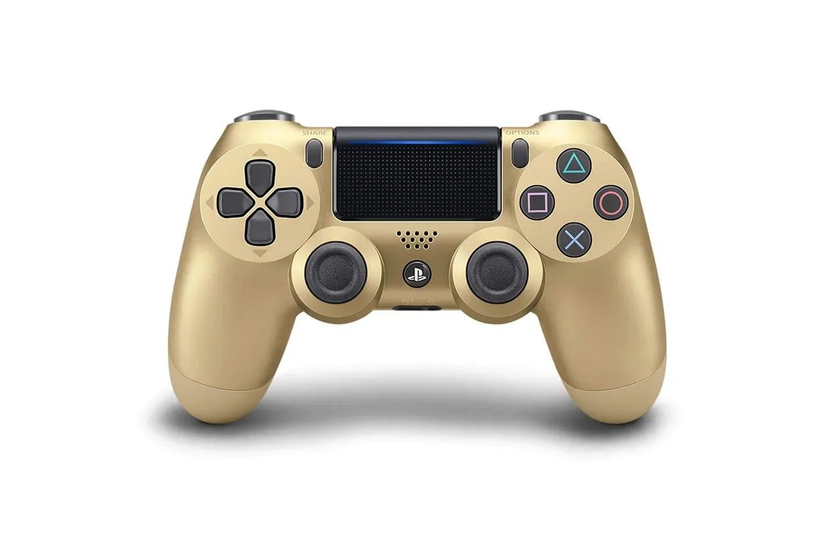 Gold DualShock PS4 Wireless Controller Bundle - Like New - With Earbuds BOLT AXTION Included
