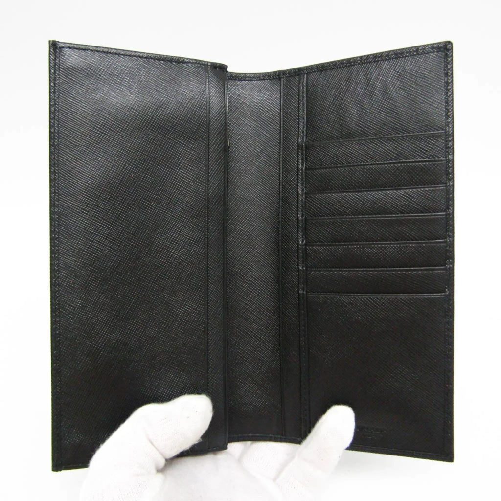 Pre-Owned Prada Saffiano 2M0836 Men's Leather Long Wallet (bi-fold) Black (Good)