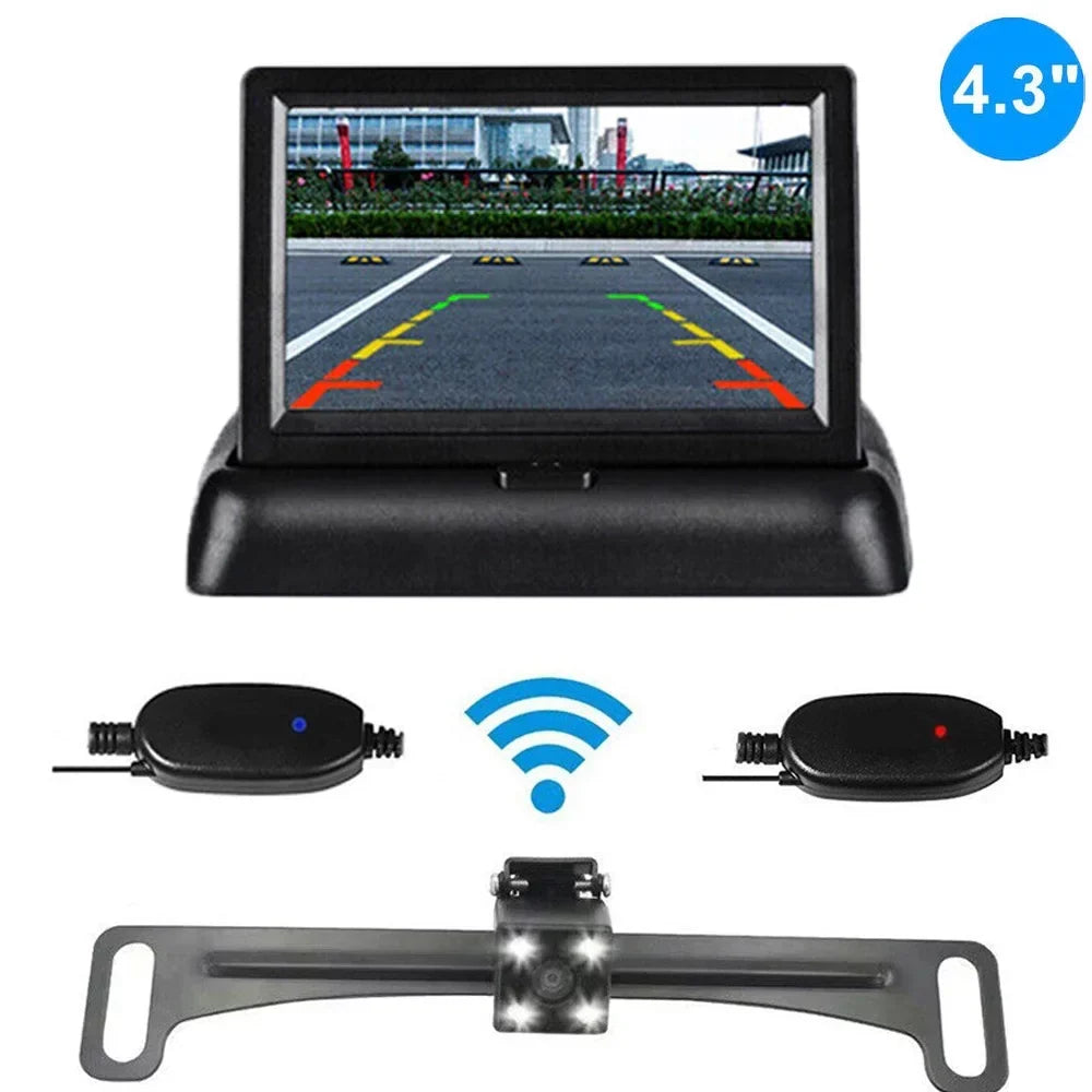 Wireless Car Portable Backup Camera Rear View HD Parking System Night Vision+ 4.3 Monitor