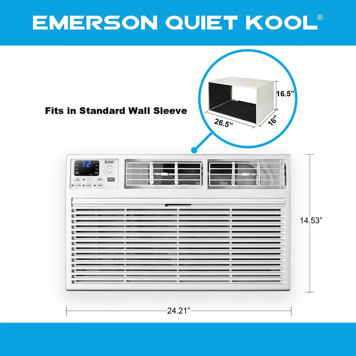 Emerson Quiet Kool 8,000 BTU 115-Volt Through-the-Wall Air Conditioner with Remote, White