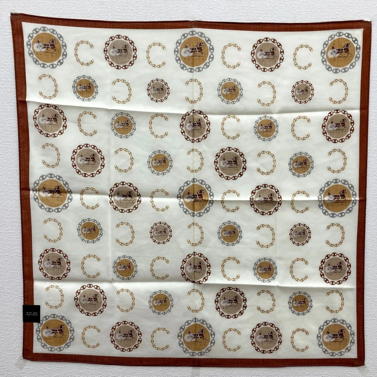 Pre-Owned CELINE Scarf Carriage Saluki Silk White Ladies (Good)
