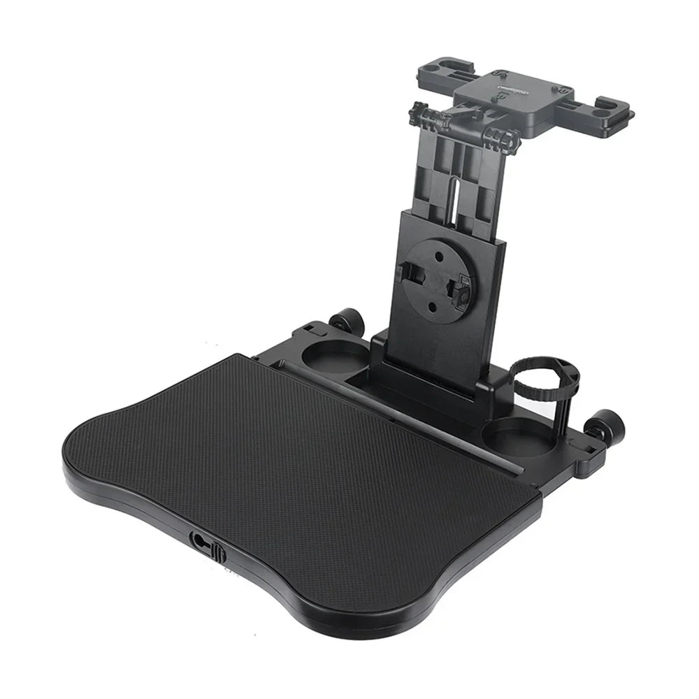 Nebublu Adjustable Car Seat Travel Table, Multifunctional Foldable Back Seat Food Tray with Phone Holder， Black