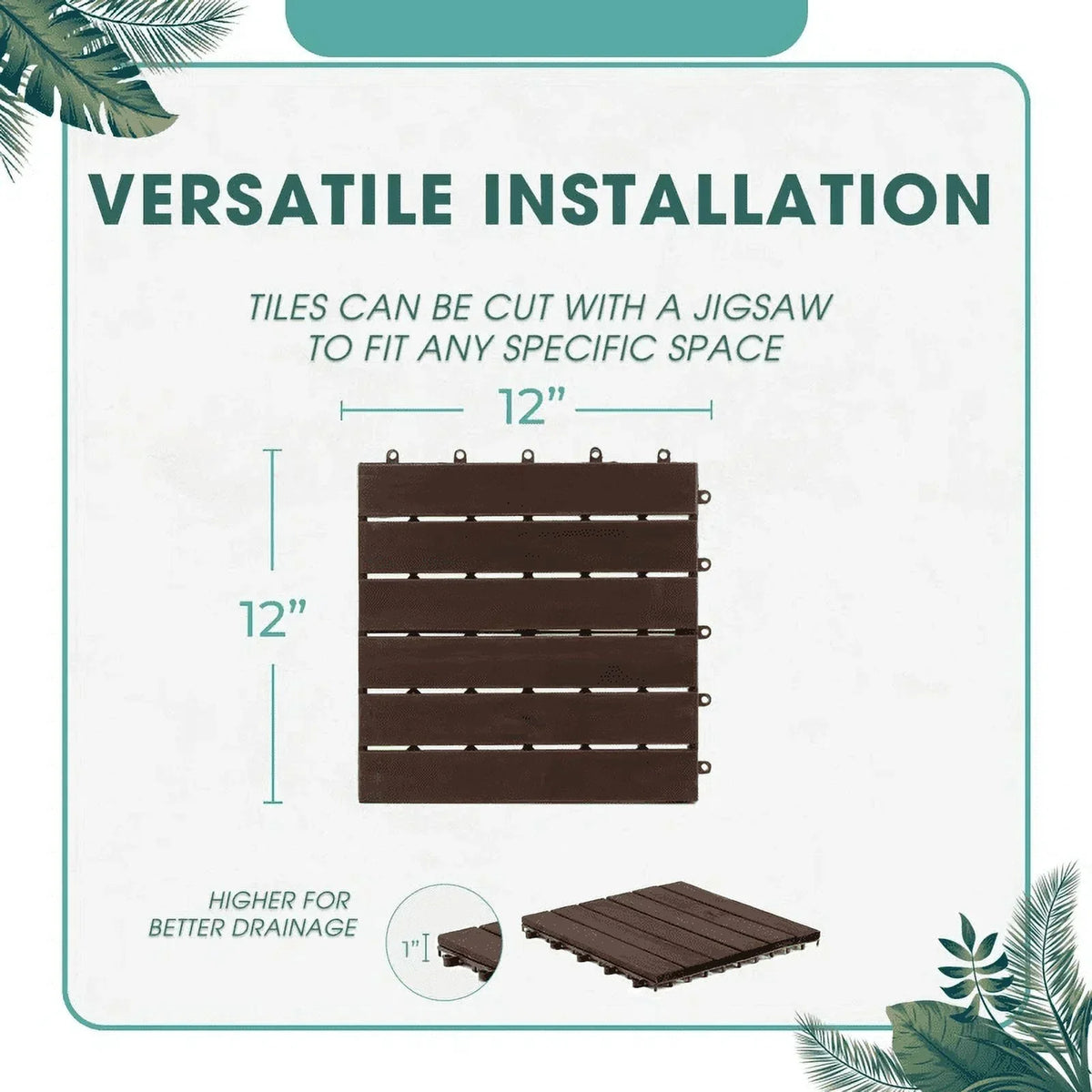 Idzo Decking Tiles - 6 Slats, Dark Brown