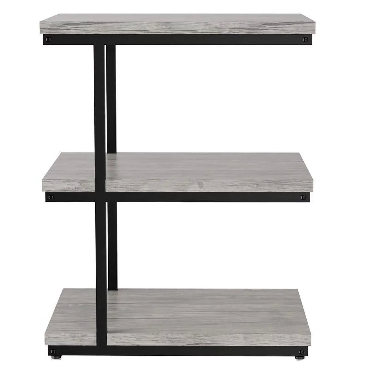 FOA Neeva Industrial Metal 3-Shelf Side Table in Light Gray Set of 2