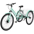 MOPHOTO Adults Mountain Tricycles, 24"/26"/27.5" 7-Speed Heavy Duty Trikes w/Spacious Basket 3-Wheeled Bike for Adventurous Rides, Shopping, Exercise, and Recreation