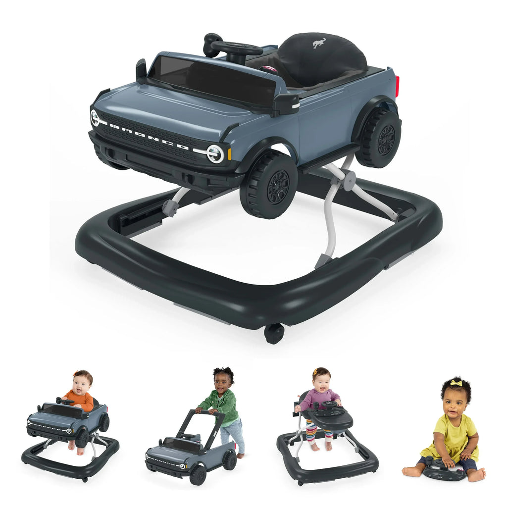 Ford Bronco 4-in-1 Blue Grey Baby Activity Walker with 4 Ways to Play by Bright Starts, Unisex, Newborn +