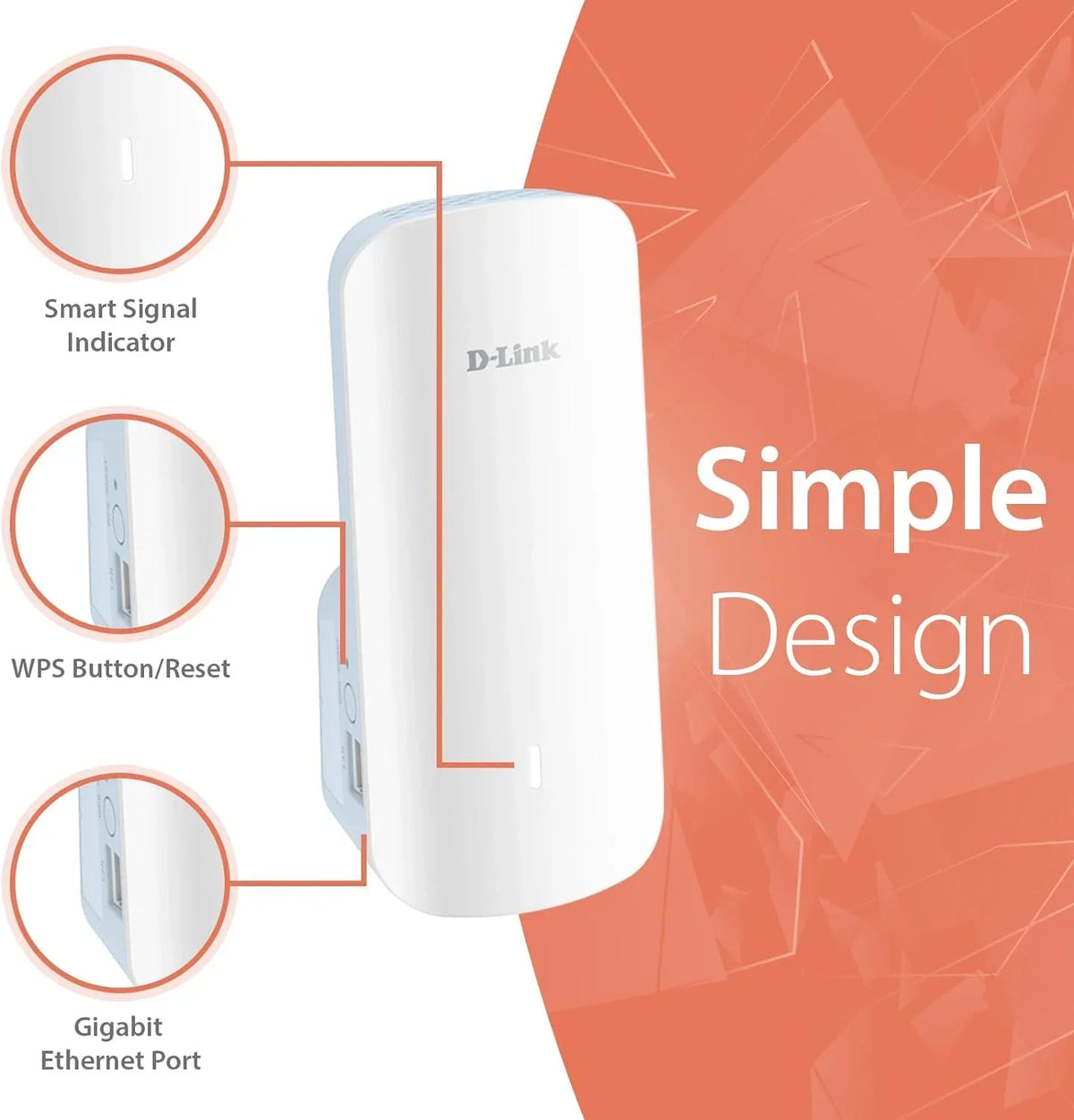 D-Link AX3000 Mesh WiFi 6 Range Extender | 1x Gigabit LAN Port | AI | Cover up to 2300 Sq. ft (E30)