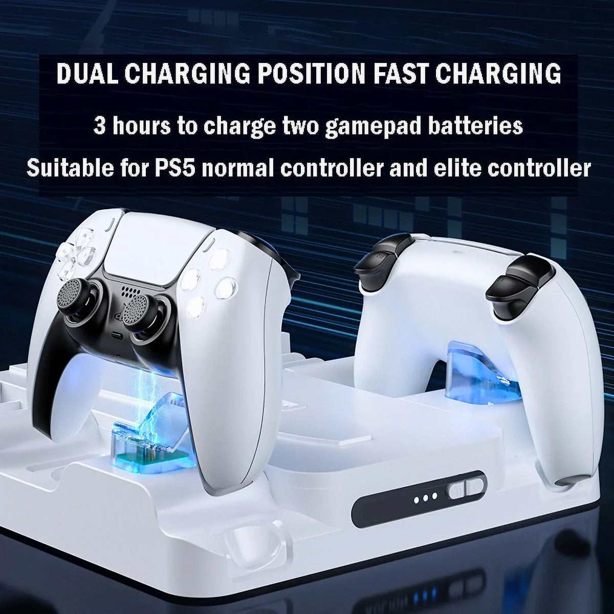 Stand Cooling Station for PS5 Slim Game Console with Dual Controller Charging Station Game Slots Game Console Accessories-White
