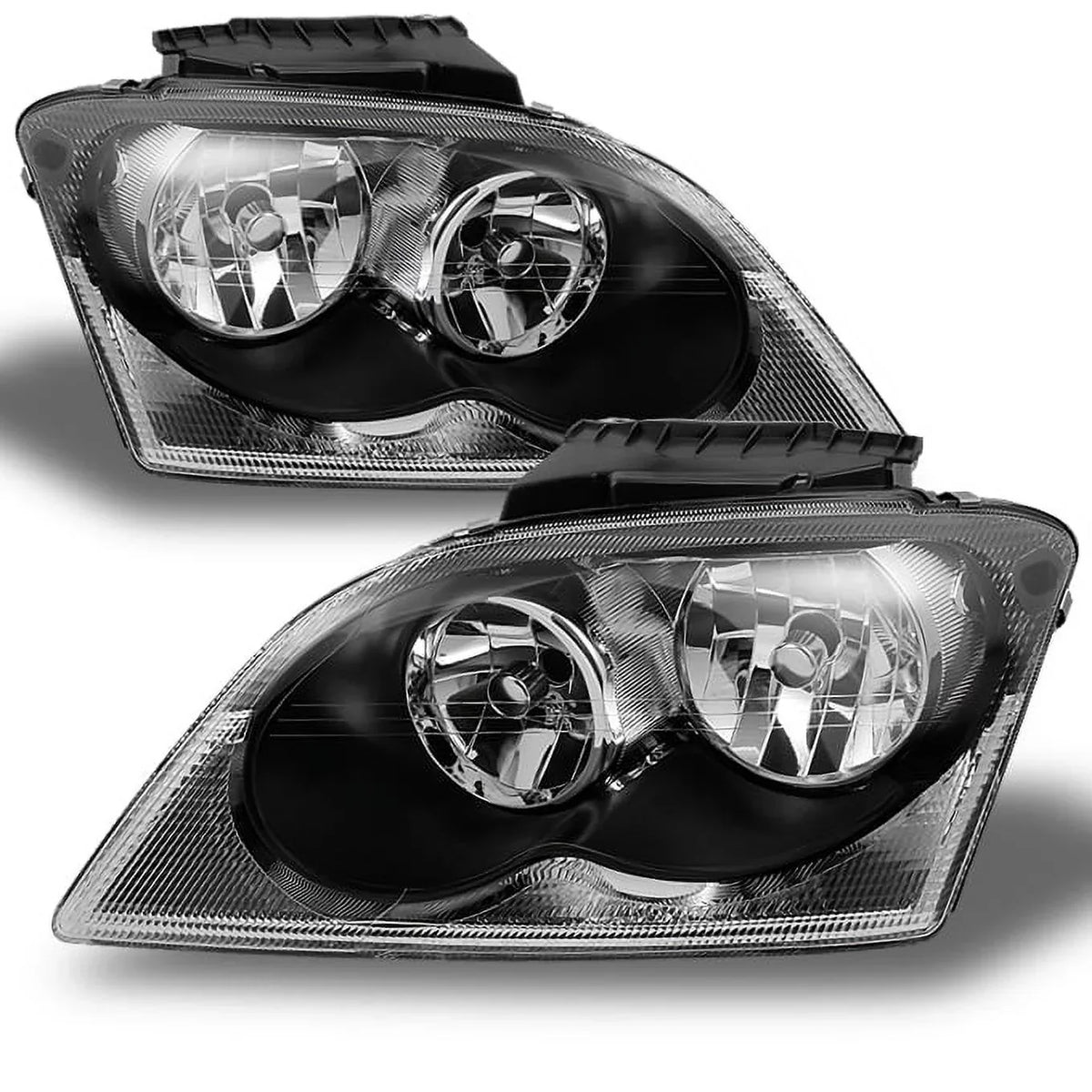 AKKON - For Chrysler Pacifica SUV Black Bezel Headlights Headlamp Front Lamps Replacement Left + Right Pair