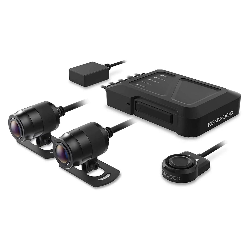 Kenwood STZ-RF200WD Motorsports HD Dash Cam with GPS and Rear-View Camera with 2 Kenwood STZ-RFCC300 9ft (3m) Extensional Cables