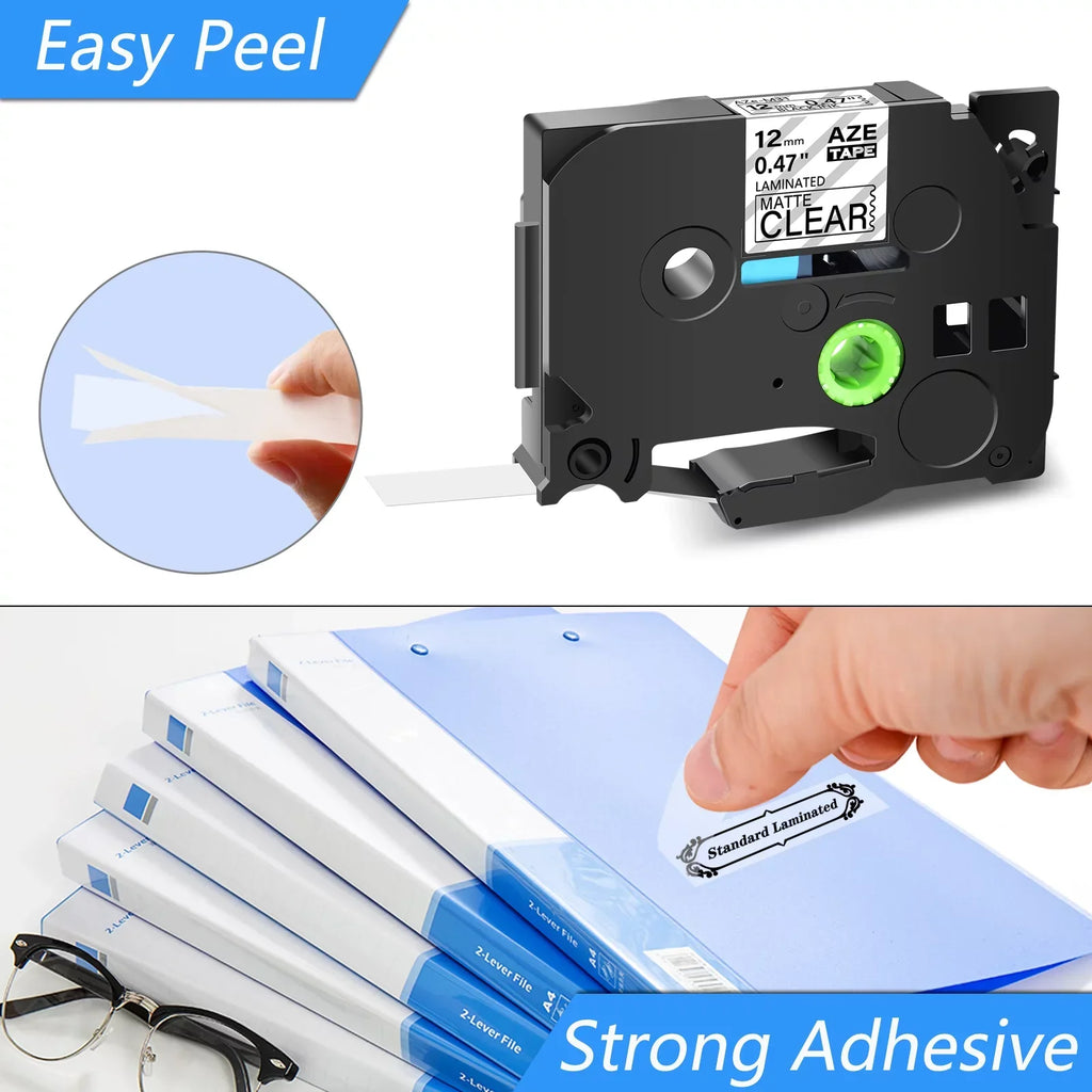 GREENCYCLE 5PK Compatible for Brother P-touch Black on Matte Clear 12mm 0.47" TZe-M31 TZ-M31 TZM31 TZeM31 Laminated Label Tape