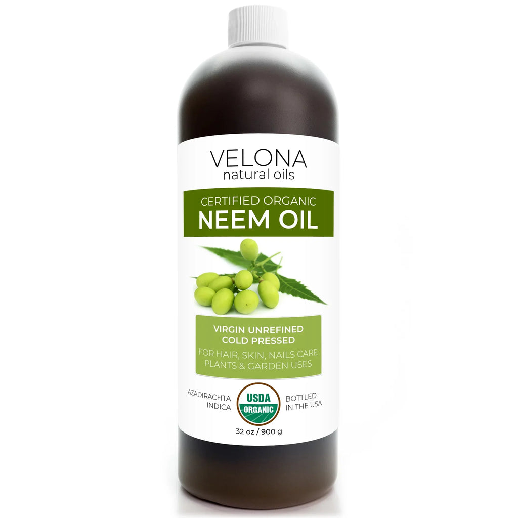 Velona Neem Oil USDA Certified Organic - 32 oz | 100% Pure and Natural Carrier Oil | Virgin, Unrefined, Cold Pressed | Hair, Body and Skin Care | Use Today - Enjoy Results