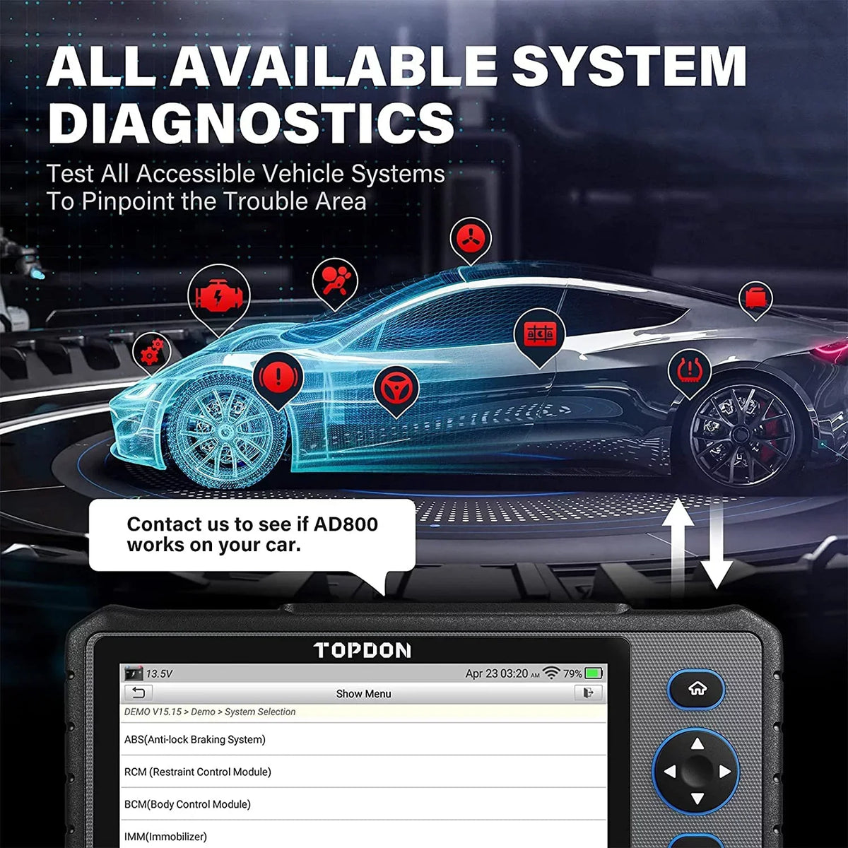 OBD2 Scanner, TOPDON AD800 Car Diagnostic Scan Tool  All System Scan 28+ Reset Service, Oil Reset, ABS Bleed, Injector Coding, 2 Years Free Update