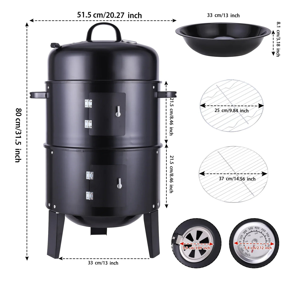 Portable Outdoor Charcoal Grill BBQ Charcoal Grill for Backyard Cooking Camping Picnics Garden Beach
