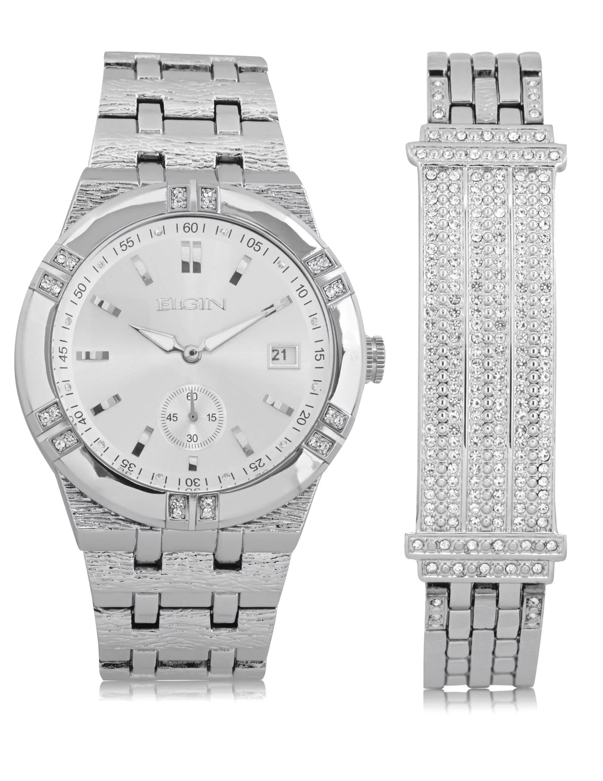 Elgin Adult Male Analog Watch and Bracelet Set in Silver (FG170010ST)