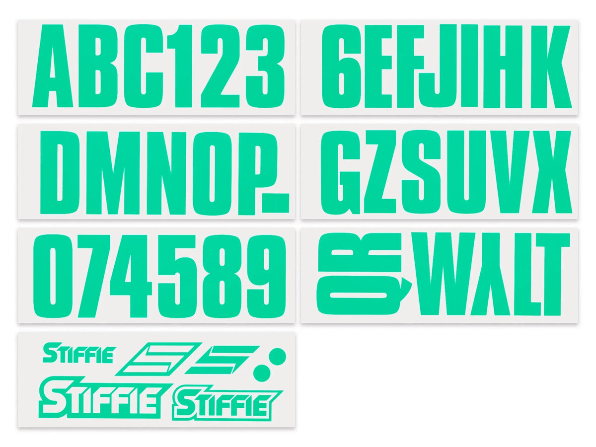 STIFFIE Uniline SeaFoam Green 3" Alpha-Numeric Identification Custom Kit Registration Numbers & Letters Marine Stickers Decals for Boats & Personal Watercraft PWC