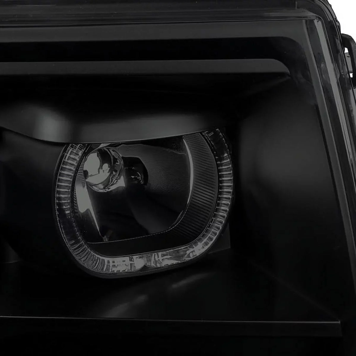 AKKON - For [Dual LED Halo Ring] 09-14 F150 F-150 Pickup Truck Black Smoked Projector Headlights + LED Tail light Set