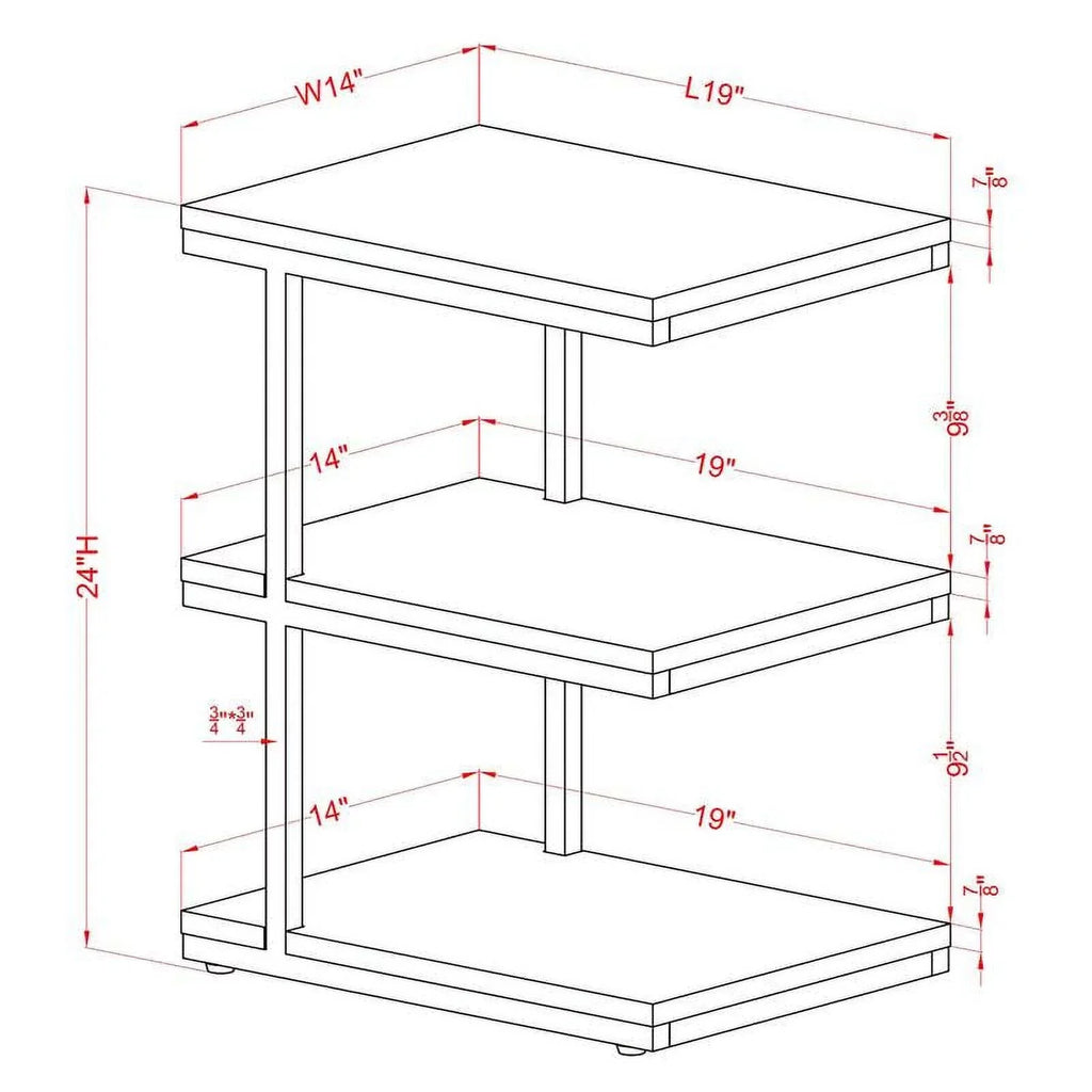 FOA Neeva Industrial Metal 3-Shelf Side Table in Light Gray Set of 2