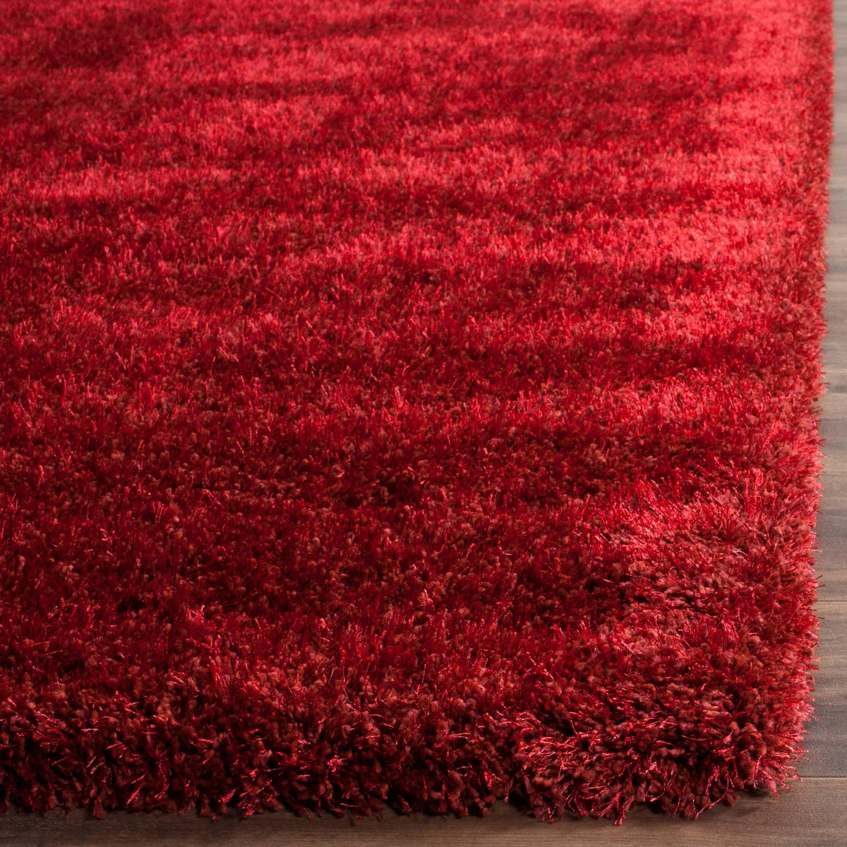SAFAVIEH Charlotte Solid Plush Shag Area Rug, Red, 8' x 10'