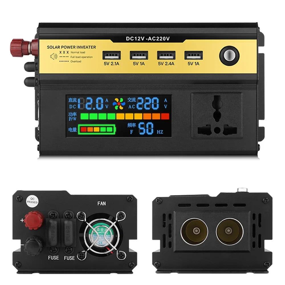 Charger Yabuy 5000W Car Power Inverter LED Digital Modified Sinewave Inverter 12V to 220V Converter with AC Outlets 4 USB Charging Ports for Car Vehicle Home Laptops