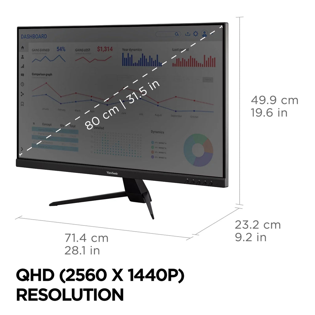 ViewSonic VX3267U-2K 32 Inch 1440p IPS Monitor with 65W USB C, HDR10 Content Support, Ultra-Thin Bezels, Eye Care, HDMI, and DP Input