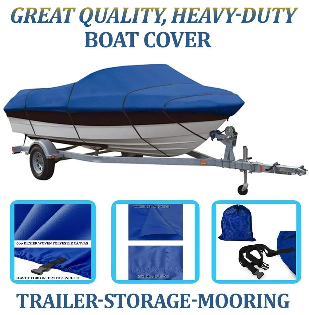 BLUE, GREAT QUALITY BOAT COVER Compatible for Princecraft Pro 165 SC