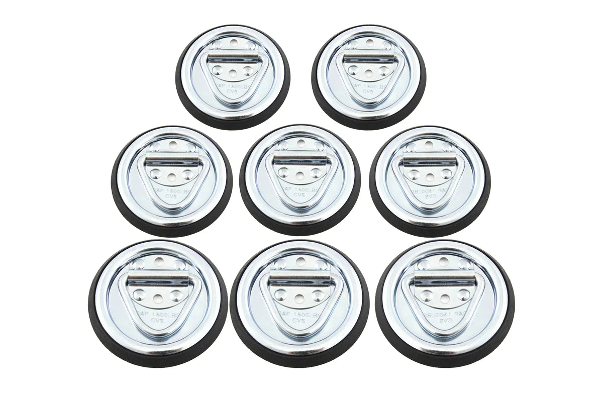 Red Hound Auto 8 Surface Mount D Rope Ring 1/4 inches Tie Down Truck Trailer Cargo Van Point 4 inches Round